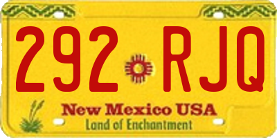 NM license plate 292RJQ