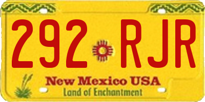 NM license plate 292RJR