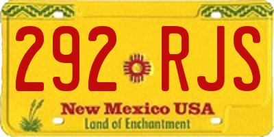 NM license plate 292RJS