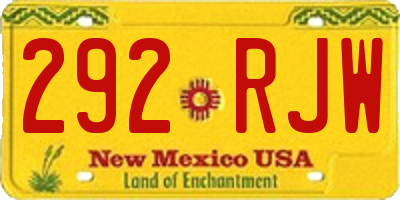 NM license plate 292RJW