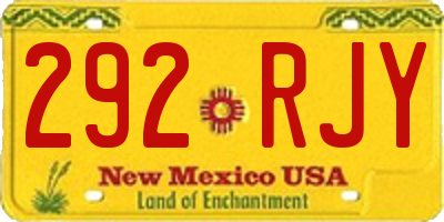 NM license plate 292RJY
