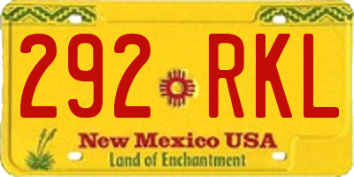 NM license plate 292RKL