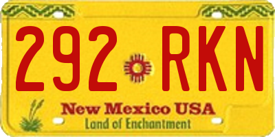 NM license plate 292RKN