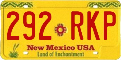 NM license plate 292RKP