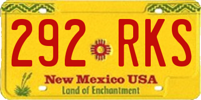 NM license plate 292RKS