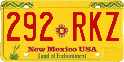 NM license plate 292RKZ