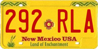 NM license plate 292RLA