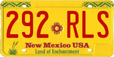 NM license plate 292RLS