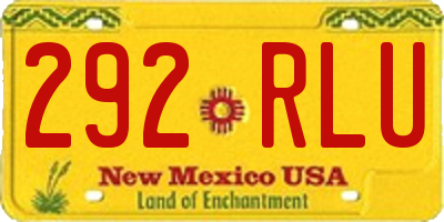 NM license plate 292RLU