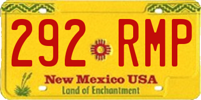 NM license plate 292RMP