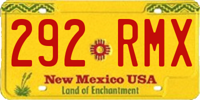 NM license plate 292RMX