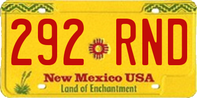 NM license plate 292RND