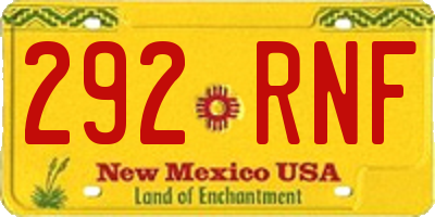 NM license plate 292RNF