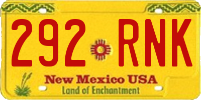 NM license plate 292RNK