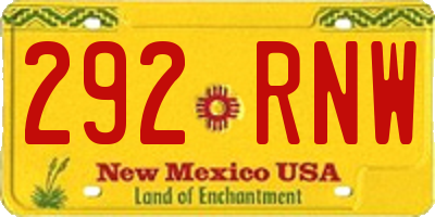 NM license plate 292RNW