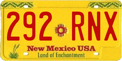 NM license plate 292RNX