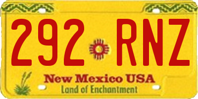 NM license plate 292RNZ