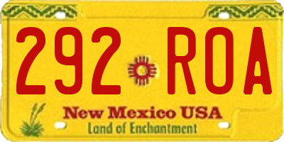 NM license plate 292ROA