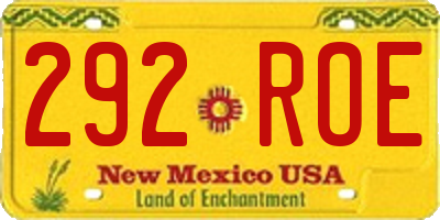 NM license plate 292ROE
