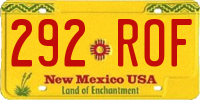 NM license plate 292ROF