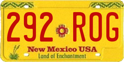 NM license plate 292ROG