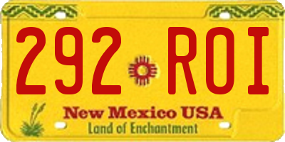 NM license plate 292ROI