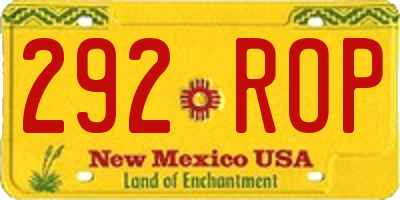 NM license plate 292ROP
