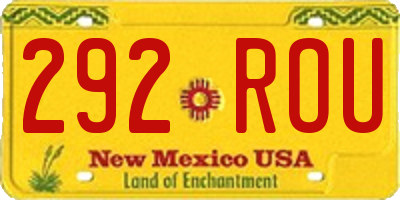 NM license plate 292ROU