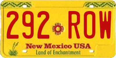 NM license plate 292ROW