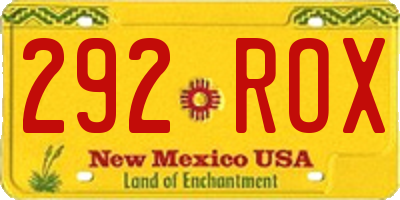 NM license plate 292ROX