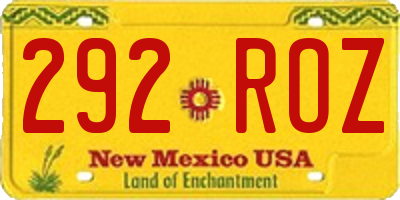 NM license plate 292ROZ