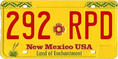 NM license plate 292RPD