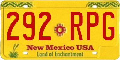 NM license plate 292RPG