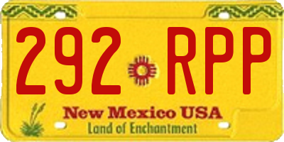 NM license plate 292RPP