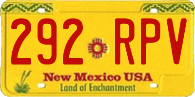 NM license plate 292RPV