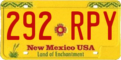 NM license plate 292RPY