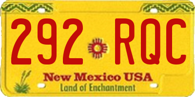 NM license plate 292RQC