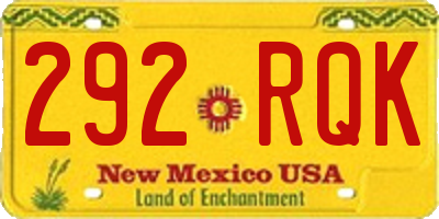 NM license plate 292RQK