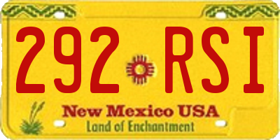 NM license plate 292RSI