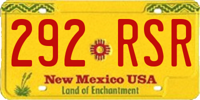 NM license plate 292RSR