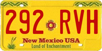 NM license plate 292RVH