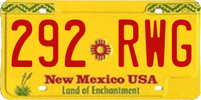 NM license plate 292RWG