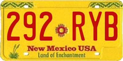 NM license plate 292RYB