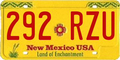 NM license plate 292RZU