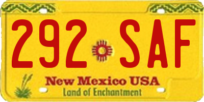 NM license plate 292SAF