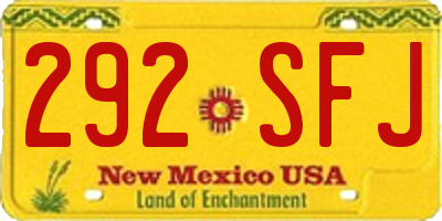 NM license plate 292SFJ