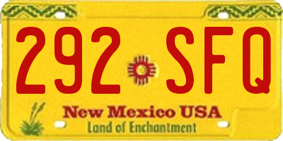 NM license plate 292SFQ