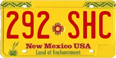 NM license plate 292SHC