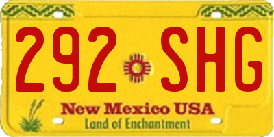 NM license plate 292SHG