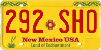 NM license plate 292SHO